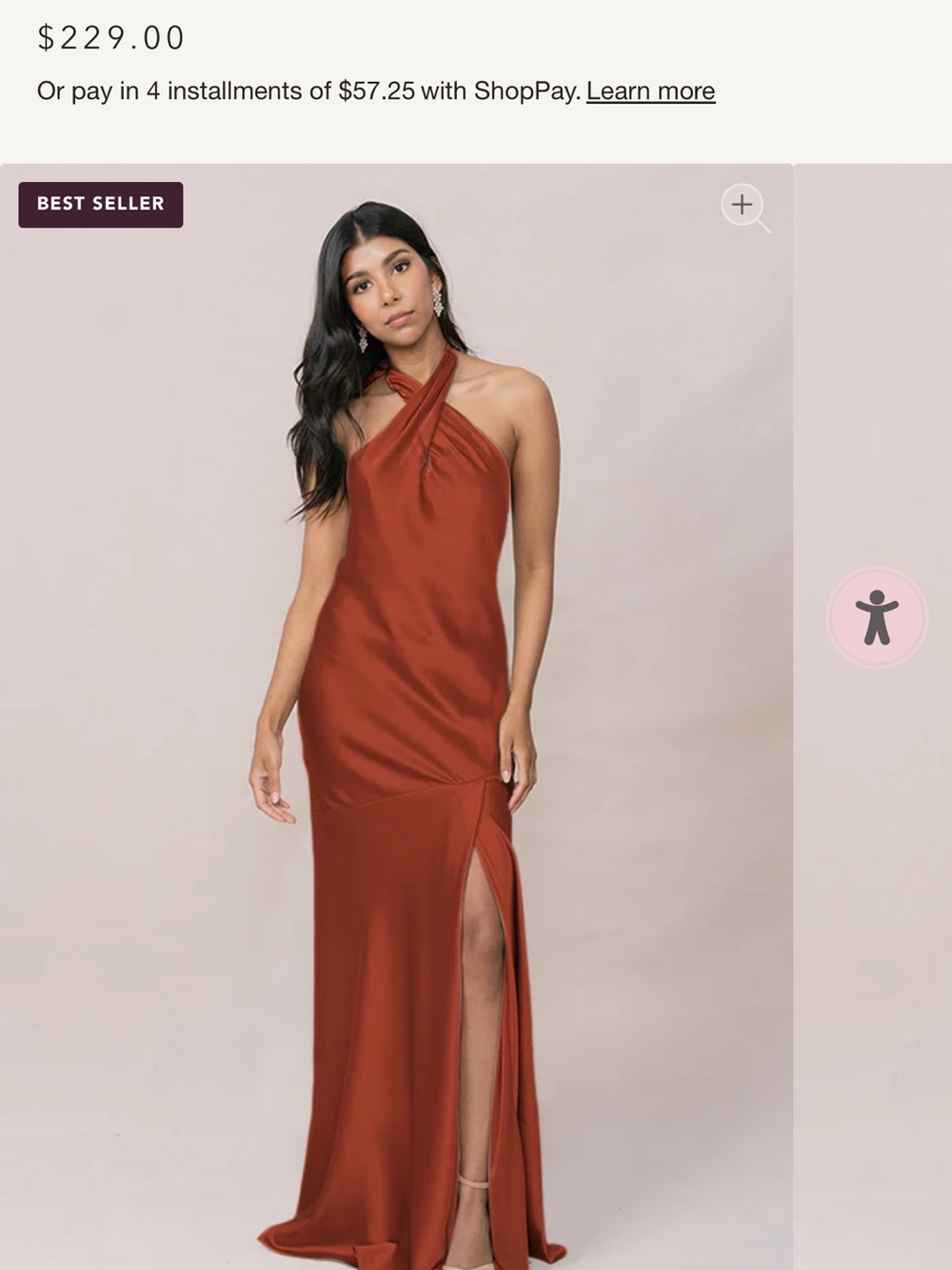 Revelry One-Shoulder Twist Satin Gown in Rust
